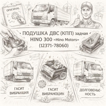 Подушка ДВС (КПП) задняя HINO 300 =Hino Motors= (1237178060) фото в интернет-магазине РСТ-Моторс
