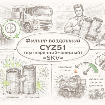 Фильтр воздушный CYZ51 (внутренний+внешний) =SKV= (1142152170 1142152030) фото в интернет-магазине РСТ-Моторс