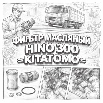 Фильтр масляный HINO 300 =KITATOMO= (15613EV015 15613EV013 15613E0080) фото в интернет-магазине РСТ-Моторс