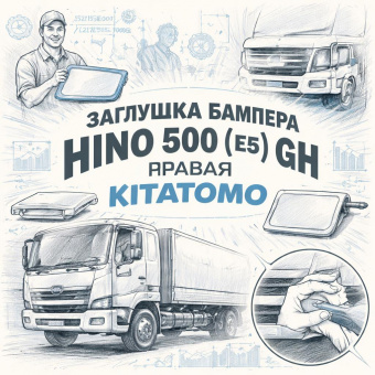 Заглушка бампера HINO 500 (E5) GH (бок) правая =KITATOMO= (52115E0040 52115E0080) фото в интернет-магазине РСТ-Моторс