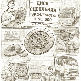 Диск сцепления FVR34/FSR34/HINO 500 ведомый =AUTODEPO= (1312407390 1312409722 1312409720 1312408511) фото в интернет-магазине РСТ-Моторс