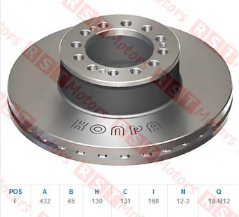 Диск тормозной MAN передний (22.5) =KONPAR= (81508030040) фото в интернет-магазине РСТ-Моторс