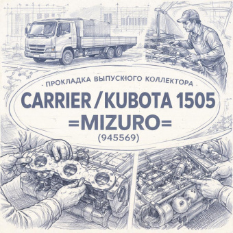 Прокладка выпускного коллектора Carrier/Kubota 1505 =MIZURO= (945569) фото в интернет-магазине РСТ-Моторс
