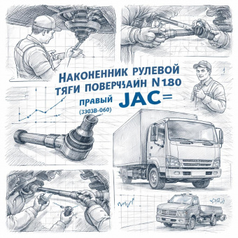 Наконечник рулевой тяги поперечной N120 правый =JAC= (3303B-060) фото в интернет-магазине РСТ-Моторс