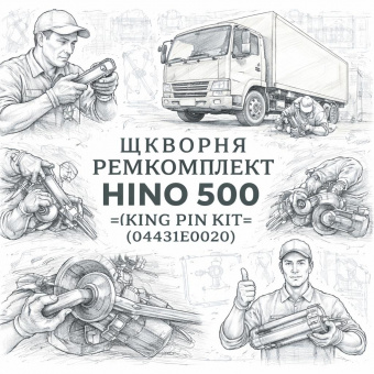 Шкворня ремкомплект HINO 500 (22.5) =KING PIN KIT= (04431E0020) фото в интернет-магазине РСТ-Моторс
