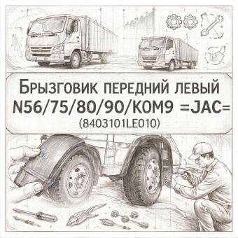 Брызговик передний левый N56/75/80/90/КОМ9 =JAC= (8403101LE010) фото в интернет-магазине РСТ-Моторс