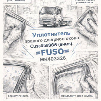 Уплотнитель правого дверного окна Fuso Canter FE85 (внешний) =FUSO= (MK403326) фото в интернет-магазине РСТ-Моторс